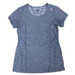 Reebok Quick Dry Short Sleeve Tee Shirt, Blue Marled
